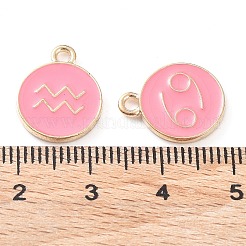 合金エナメルチャーム  星座とフラットラウンド  サクランボ色  15x12x2mm  穴：1.5mm  約12個/セット&nbsp;ENAM-S124-01B-03