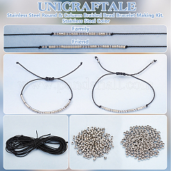 DIY-Set zur Herstellung von Armbändern aus geflochtenen Rund- und Säulenperlen aus Edelstahl 304&nbsp;DIY-UN0006-01