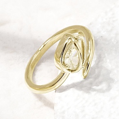 Offene Manschettenringe aus Messing mit Mikropavé und Zirkonia für Damen&nbsp;RJEW-L343-01G-02