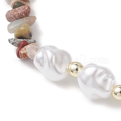 Эластичные браслеты из натуральных смешанных драгоценных камней для женщин.&nbsp;BJEW-JB13237