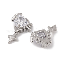 Латунные микропаве прозрачные подвески с фианитом&nbsp;LS-KK-L212-13P