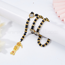 Facettierte Rondell-Glas-Rosenkranz-Perlenketten&nbsp;NJEW-DC00014