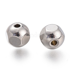 変色しない304ステンレススチールビーズ  多面カット  ラウンド  ステンレス鋼色  6mm  穴：1.5mm&nbsp;STAS-L262-03A-P