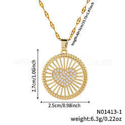 Изысканные полые латунные ожерелья с подвеской в виде сердца из прозрачного кубического циркония с микропаве HU9650-1