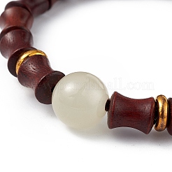 Braccialetto elasticizzato da donna con perline a colonna in legno di sandalo&nbsp;BJEW-H566-11A