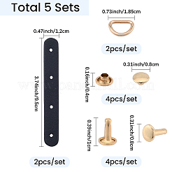 5袋入り合成皮革バックル  ネジとDリング付き  財布作り用品  ライトゴールド  ブラック  9.5x1.2cm&nbsp;AJEW-CL0002-77A