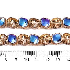 電気メッキガラスビーズセット  パール光沢メッキ  正方形  ミディアムブルー  10.5x10.5~11x6.5mm  穴：1mm  約59~60個/連  25.12~25.59インチ（63.8~65cm）&nbsp;EGLA-N012-07R