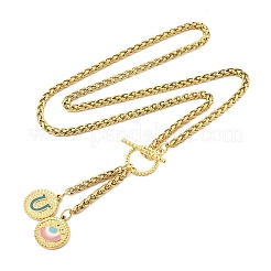 Collar con colgante de letra y ojo de acero inoxidable 304 con baño de iones (IP) y esmalte azul cielo&nbsp;STAS-Z102-01G-U