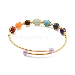 Браслет-манжета из натуральных смешанных камней BJEW-A122-06