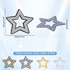 16 шт. 4-х цветные аппликации из полиэстера и пластика с вышивкой&nbsp;DIY-GA0007-40