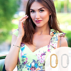 2 шт. 2 цвета 925 стерлингового серебра запирающийся карабин&nbsp;STER-UN0001-93