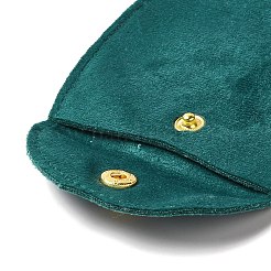 ベルベットのジュエリー収納ポーチ  ゴールドトーンのスナップボタンが付いた楕円形のジュエリーバッグ  ピアス用  リング収納  ティール  9.8x9x0.8cm&nbsp;ABAG-C003-01B-02