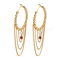 Латунные серьги-кольца из прозрачного кубического циркония EJEW-R014-15G