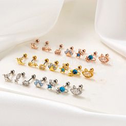 316lステンレススチールキュービックジルコニア軟骨イヤリング（女性用）  ステンレス鋼色  2＃  6mm  ピン：0.8mm&nbsp;WGF6ABA-17