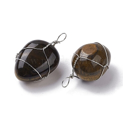 Подвески из медной проволоки с натуральным тигровым глазом&nbsp;G-C110-06C-P