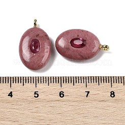 Подвески из натурального родонита и кубического циркония&nbsp;G-Z076-01G-06