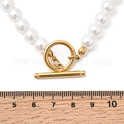 Colliers de perles rondes blanches en plastique de 8 mm pour femmes&nbsp;NJEW-L469-01G