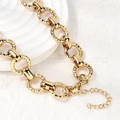 Ожерелье из круглых звеньев с текстурированной поверхностью из нержавеющей стали 304 толщиной 13 мм.&nbsp;NJEW-P349-01A-G