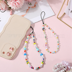 2 шт. 2 стиля стеклянных и смоляных мобильных ремешков&nbsp;AJEW-GF0010-06