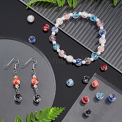80 pz 8 colori perline di lampwork a forma di fiore interno luminose fatte a mano&nbsp;LAMP-AR0001-16