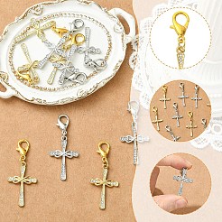 10 pendentif croix décoratif en alliage et strass bicolore&nbsp;HJEW-YW00389