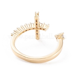 Латунные кольца из манжеты с прозрачным цирконием RJEW-F102-10G