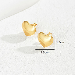Романтические гладкие серьги-гвоздики из нержавеющей стали 201 в форме сердца&nbsp;JJ3371-1