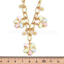 Collares con colgante de flor de colores esmaltada en acero inoxidable 304 para mujer&nbsp;SA-CBA065A-04G