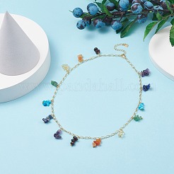 Pulsera y collar con dijes de piedras preciosas mixtas naturales y sintéticas&nbsp;SJEW-JS01234