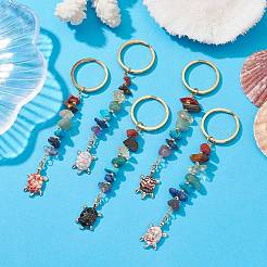 Подвески из черепахового сплава с эмалью и брелок из драгоценных камней 7 чакра KEYC-JKC00525