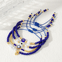 4шт регулируемый набор из стеклянных плетеных бусин от сглаза для женщин ZW1974-5