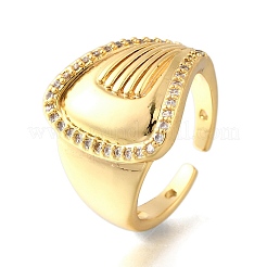 Латунные микропаве кубические цирконии регулируемые открытые манжеты кольца для женщин&nbsp;RJEW-K292-12G