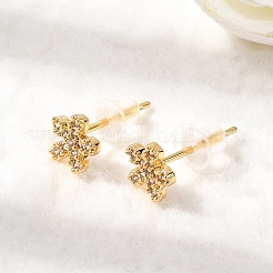 Серьги-гвоздики из латуни с микро-паве и прозрачным фианитом EJEW-P331-12G