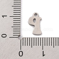 変色しない201ステンレススチールチャーム  レーザー切断  レターチャーム  文字p  10.5x6x1mm  穴：1.2mm&nbsp;STAS-U016-01P-P