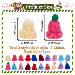 60 шт. 20 стиля мини-шапки из шерстяной пряжи&nbsp;AJEW-HY0001-82