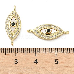 Подвески-коннекторы для глаз из латунных прозрачных и черных кубических цирконий с микропаве&nbsp;KK-A282-16G