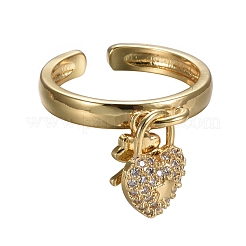 Латунные кольца из манжеты с прозрачным цирконием RJEW-F105-04G