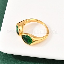 Нержавеющая сталь 304 со стеклянной манжетой и открытыми кольцами&nbsp;RJEW-Z125-03G-03