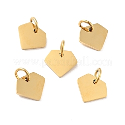 ステンレスペンダント201個  丸カン付き  ダイヤモンド形状  ゴールドカラー  8x9.5x1mm  丸カン：5x0.8ミリ  3.4mm内径&nbsp;LS-STAS-E015-02G