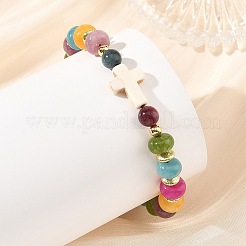 Braccialetti intrecciati da donna con perline a rondella miste&nbsp;BJEW-JB14385