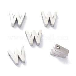 変色しにくい304ステンレススチールチャーム  アルファベット  ステンレス鋼色  文字.w  8x8.5x3mm  穴：1.8mm&nbsp;STAS-K216-41W-P
