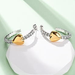 Серьги-гвоздики в форме сердца из нержавеющей стали 304 со стразами&nbsp;EJEW-R027-01GP