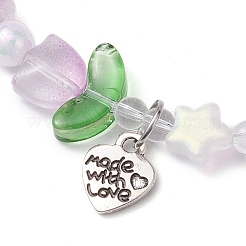 Двухцветные двухцветные браслеты из искусственного нефрита с тюльпанами BJEW-JB10684