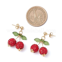 Серьги-гвоздики из акрила и вишни из нержавеющей стали 304&nbsp;EJEW-TA00635