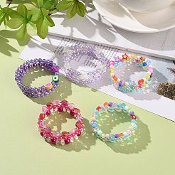アクリルビーズストレッチブレスレットセット  女の子のためのフルーツポリマークレイブレスレット  ハート＆バタフライ＆スター  ミックスカラー  内径：1-7/8インチ（4.7cm）  15個/セット&nbsp;BJEW-JB09048