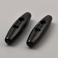 樹脂ボタン  ホーントグルボタン  2穴  アクセサリー縫製用  ブラック  52x11mm  穴：6mm&nbsp;FIND-WH0423-55A-01