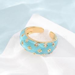 Anillos abiertos de latón con micro pavé de circonita cúbica&nbsp;CU-CBAB3AD-12G-02