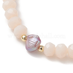 Женские эластичные браслеты из натурального пресноводного жемчуга и стеклянных бусин&nbsp;BJEW-JB13082