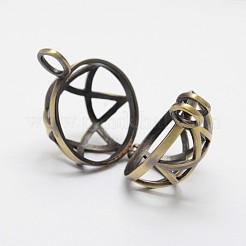 Филигранный круглый со звездой давидских медных медальонов KK-N0093-10AB-RS