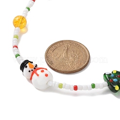 Натуральный кристалл кварца и окрашенный нефрит машан и ожерелье из бисера лэмпворк NJEW-TA00075